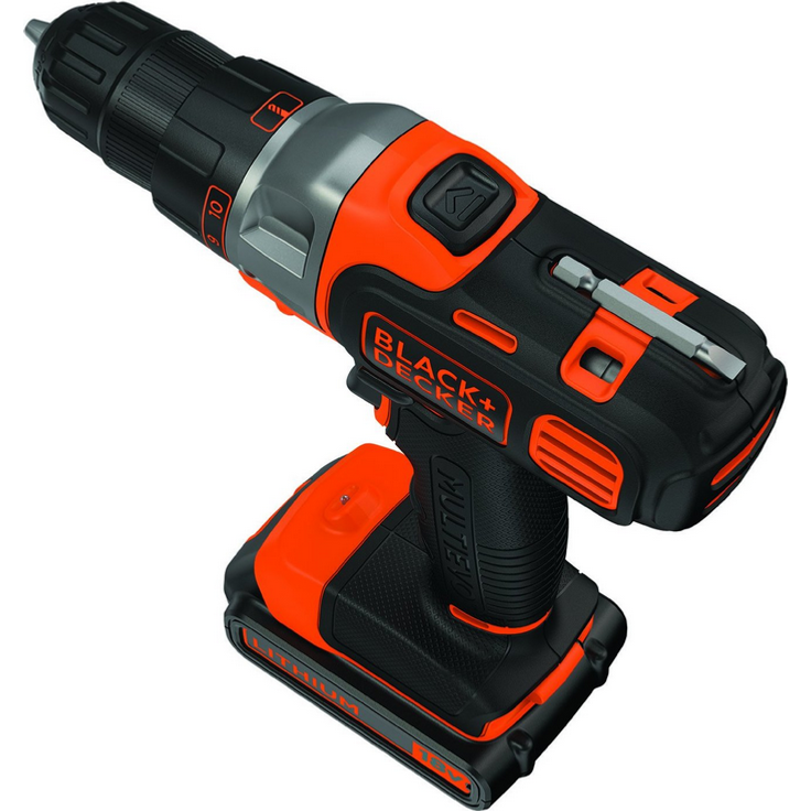 Black+Decker Multievo Akku-Multifunktionswerkzeug Starter-Set (18V, Bohrschrauberkopf, LED-Leuchte, Softgriff und gummierte Flächen, Akku, Ladegerät, Koffer) MT218K – Bild 2