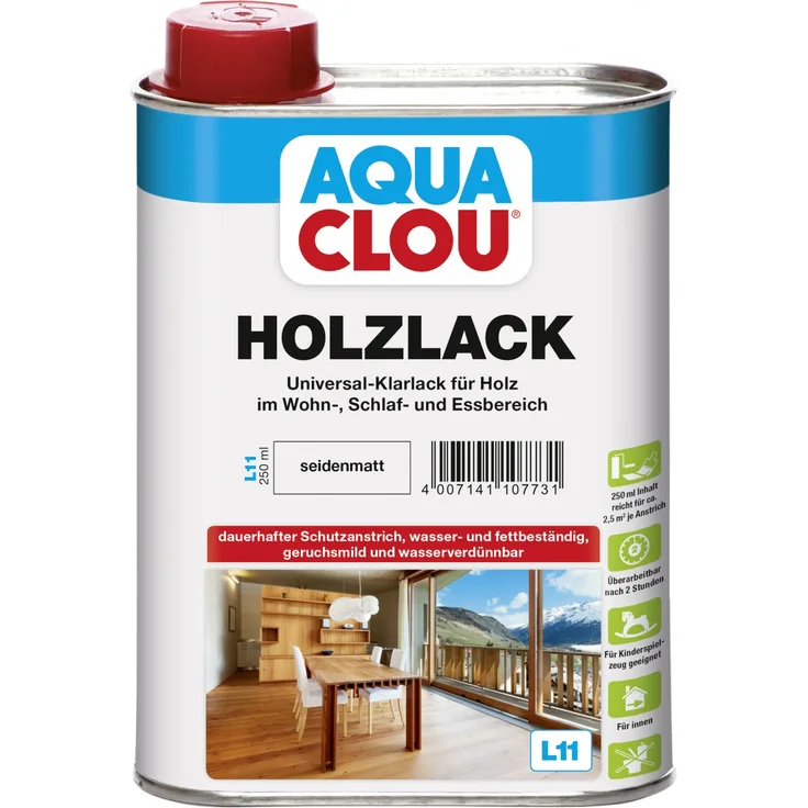 Aqua Clou Holzlack L11 250 ml, seidenmatt