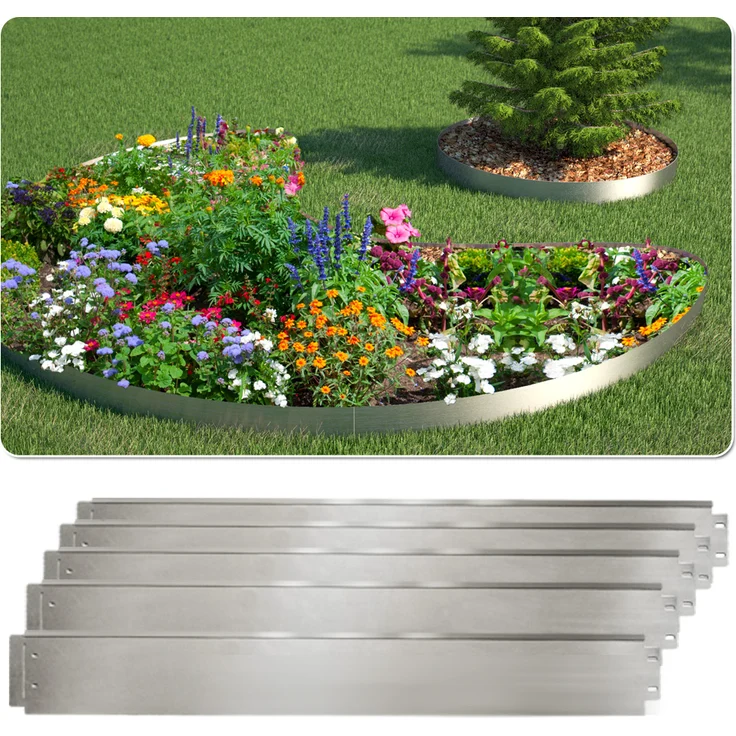 Rasenkante 15m 100x18cm verzinkt Beeteinfassung Beetumrandung Mähkante Metall Palisade – Bild 1
