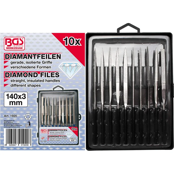 BGS 1920 | Diamantfeilen-Satz | gerade | 140 x 3 mm | 10-tlg.