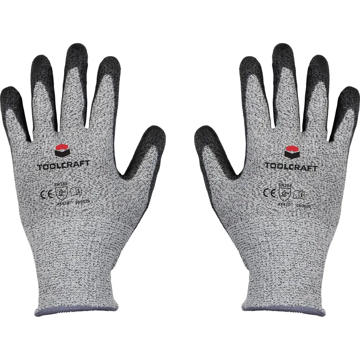 TOOLCRAFT TO-5621610 HPPE-Faser, Polyester, Kunstfaser, Polyurethan Schnittschutzhandschuh Größe (Handschuhe): 10 EN 388 CAT II