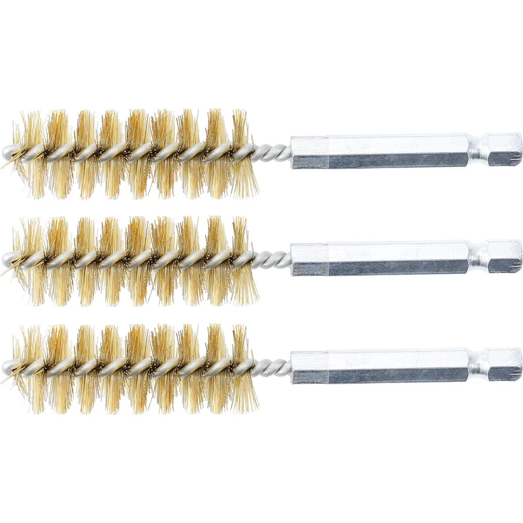 BGS 3078-17-M | Messingbürste | 3-tlg. | 17 mm | Antrieb Außensechskant 6,3 mm (1-4'') | Loch-Drahtbürsten | für BGS 3078 – Bild 1