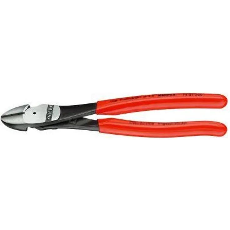 KNIPEX 74 01 180 Kraft-Seitenschneider mit Kunststoff überzogen schwarz atramentiert 180 mm