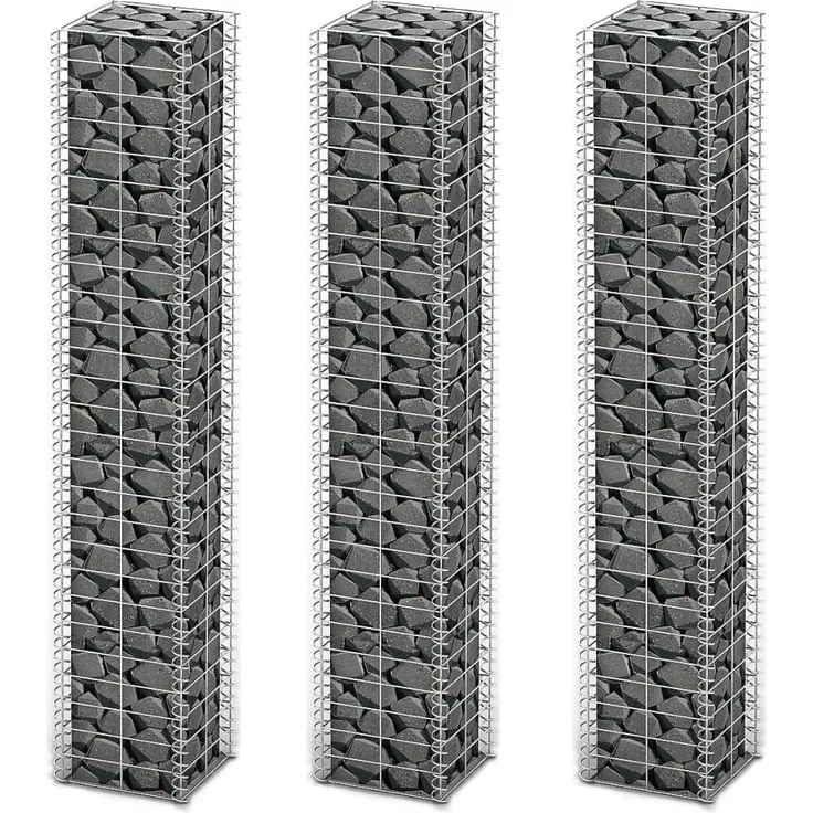 vidaXL GabionenSet 3tlg. Verzinkter Draht 25×25×150 cm