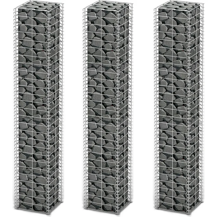 vidaXL GabionenSet 3tlg. Verzinkter Draht 25×25×150 cm
