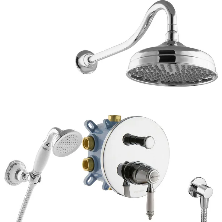Nostalgie Duschsystem Set Komplett Regendusche mit Grundkörper