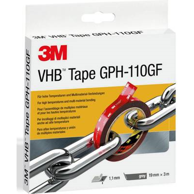 3M GPH-110F19-3 VHB GPH-110GF Hochleistungs-Klebeband, 19 mm x 3 m, 1.1 mm, Grau