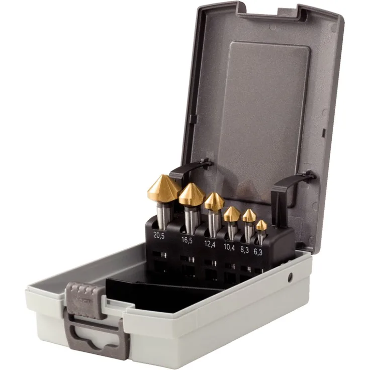 KS Tools 336.0466 HSS TiN Kegel-Entgratsenker-Satz, Kunststoffkassette 6-tlg.