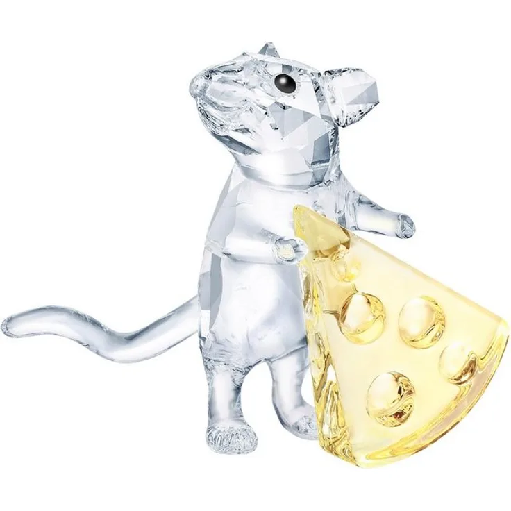 Swarovski Dekofigur »MAUS MIT KAESE, 5464939« (1 Stück), Swarovski Kristall mit schwarzem le