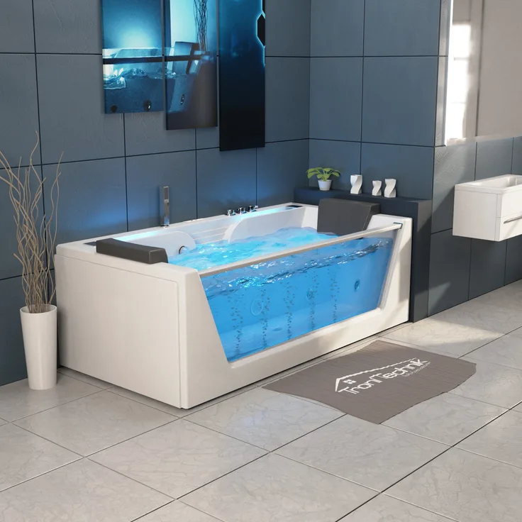 TroniTechnik Whirlpool Badewanne KOS 2 179cm x 85cm mit Heizung, Hydromassage, Bachlauf und Farblichtherapie