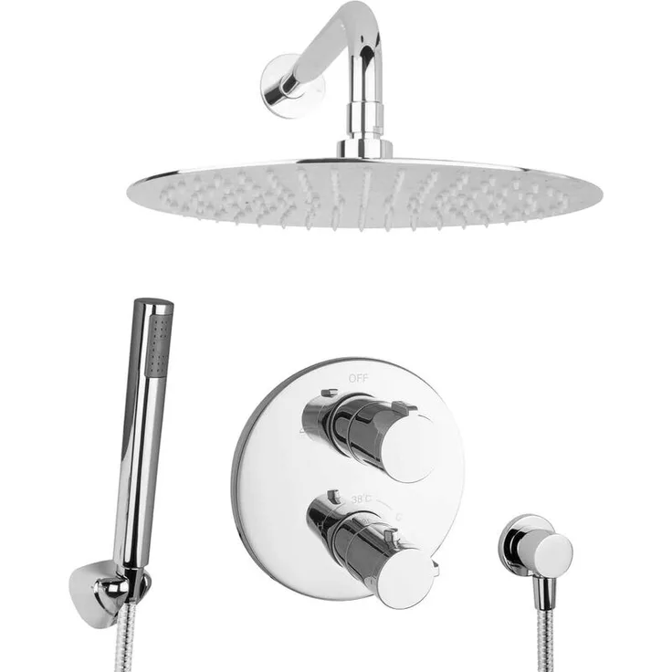 Paulgurkes - Regendusche Duschsystem mit Thermostat 30cm Kopfbrause Edelstahl