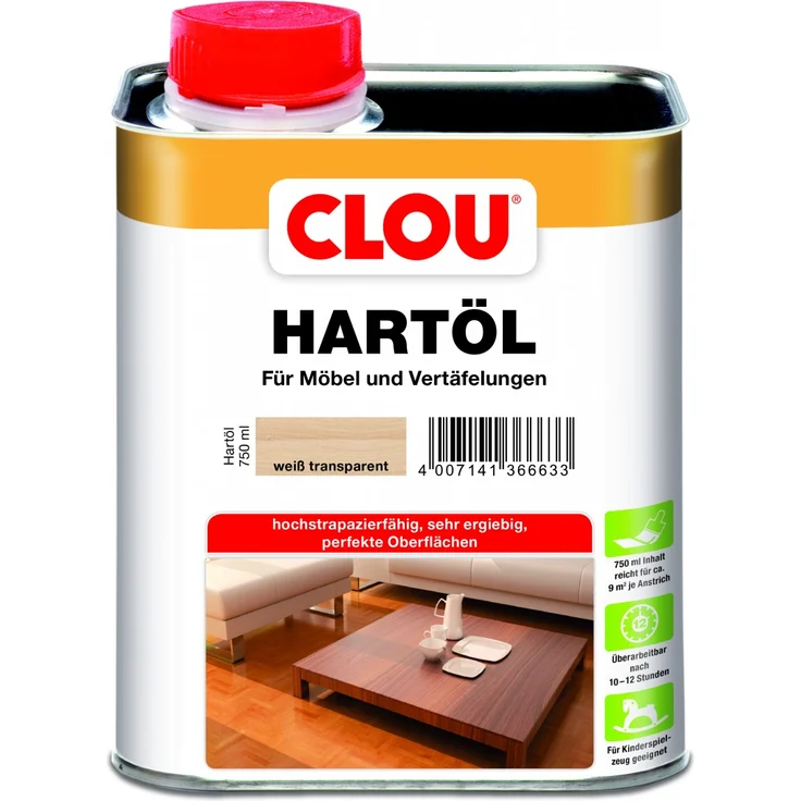 Clou Hartöl 750 ml, weiß transparent – Bild 1