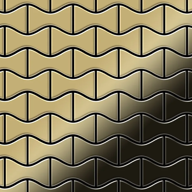 Mosaik Fliese massiv Metall Titan hochglänzend in gold 1,6mm stark ALLOY Kismet-Ti-GM Designed by Karim Rashid 0,86 m2