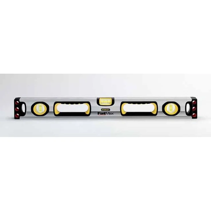 Stanley FatMax Wasserwaage II (90 cm Länge, 1 horizontale-2 vertikale Libellen, Hohlprofil, Aluminiumkorpus) 1-43-537