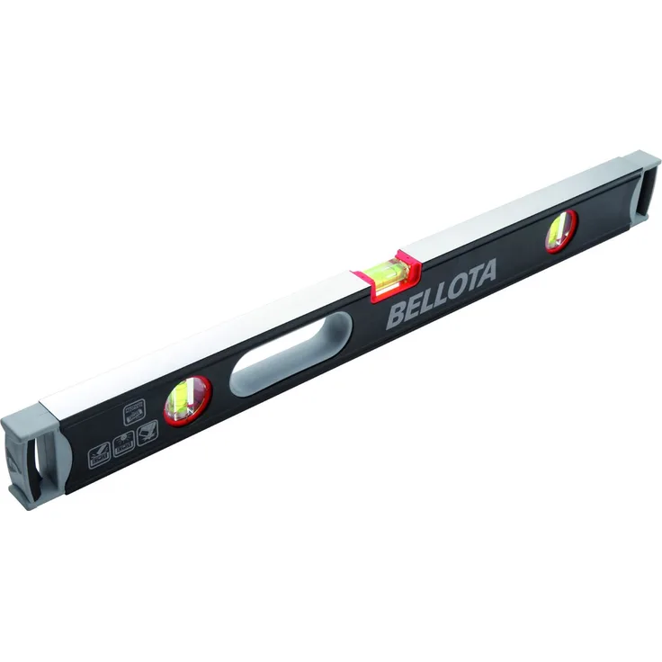 BELLOTA 50107-120 Extrastrong Wasserwaage 120 cm Stahlrohr mit Flakon Empfindlichkeit von 0,5 mm/m und benutzerfreundlicher verstärkte Griffe