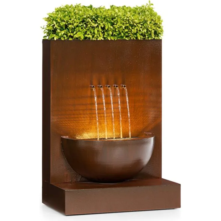 Windflower Gartenbrunnen Zimmerbrunnen mit Pflanzschale 11 W Indoor & Outdoor verzinktes Metall Braun