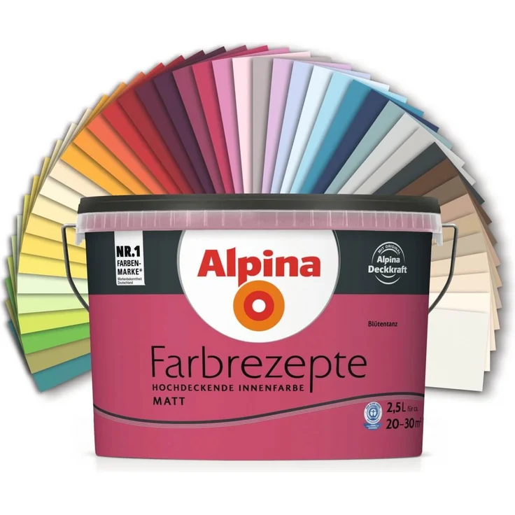 Alpina Farbrezepte Innenfarbe Wandfarbe 1 L Gletscherblau - frisches Graublau - Alpina Farben – Bild 1