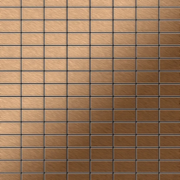 Mosaik Fliese massiv Metall Titan gebürstet in kupfer 1,6mm stark ALLOY Bauhaus-Ti-AB 1,05 m2