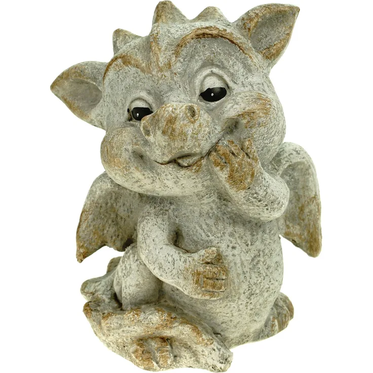 Süßer Garten Drache stehend Steinoptik 17 cm Figur Gartenfigur Glück Skulptur