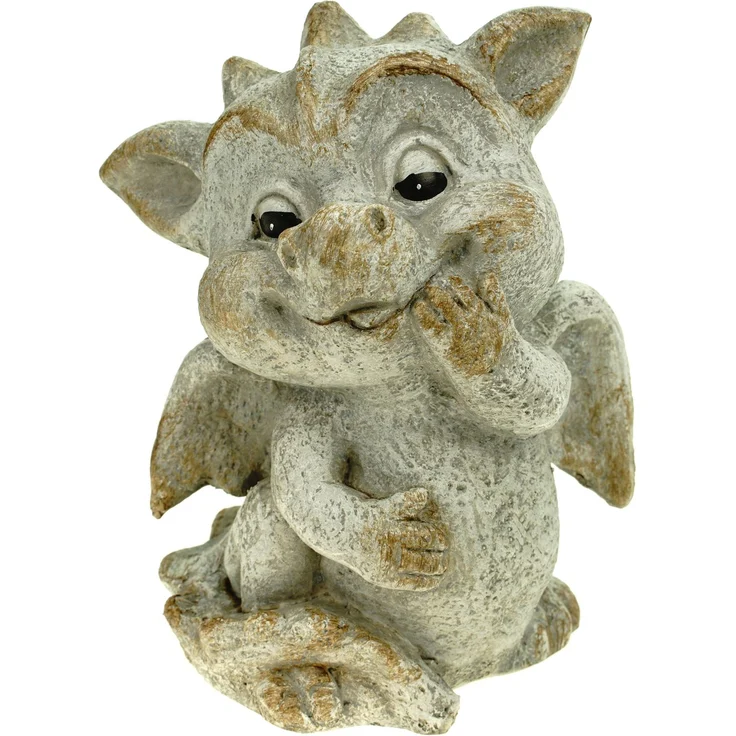 Süßer Garten Drache stehend Steinoptik 17 cm Figur Gartenfigur Glück Skulptur – Bild 1