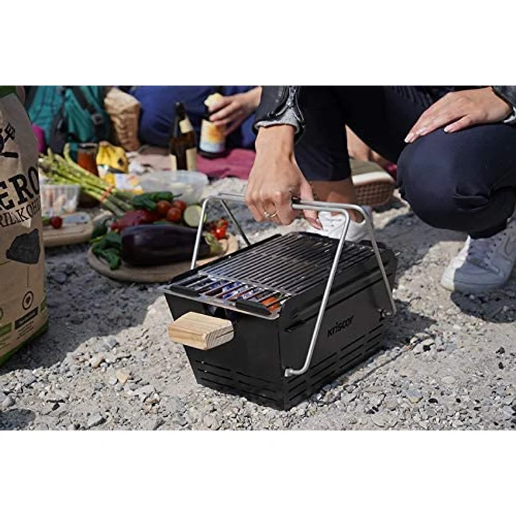 knister Holzkohlegrill Original - Mobiler, ausziehbahrer Holzkohlegrill für bis zu 8 Personen, Grillfläche 49 x 20 cm – Bild 4