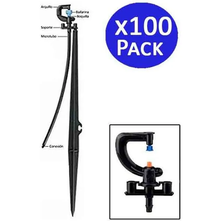 360º Bewässerungs-Mikrosprinkler mit Pfahl. 100 Einheiten