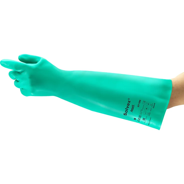 Ansell Solvex 37-185 Nitril Handschuhe, Chemikalien- und Flüssigkeitsschutz, Grün, Größe 9 (1 Paar pro Beutel)