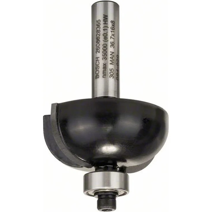 Bosch Professional Zubehör 2608628365 Hohlkehlfräser 8 mm, R1 12 mm, D 36,7 mm, L 16 mm, G 58 mm