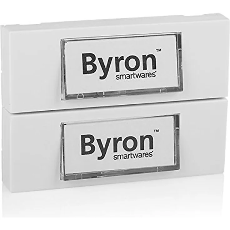 Byron 7750-2 Verdrahteter doppelter Universal-Klingeltaster in weiß mit beschreibbarem Namensschild