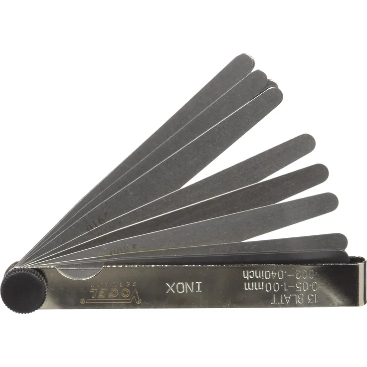 Vogel Germany Fühlerlehren-Satz (13 Blatt, Messbereich: 0.05 - 1.00 mm, aus rostfreiem Stahl, konische Blattform, 100 mm lang) 413105