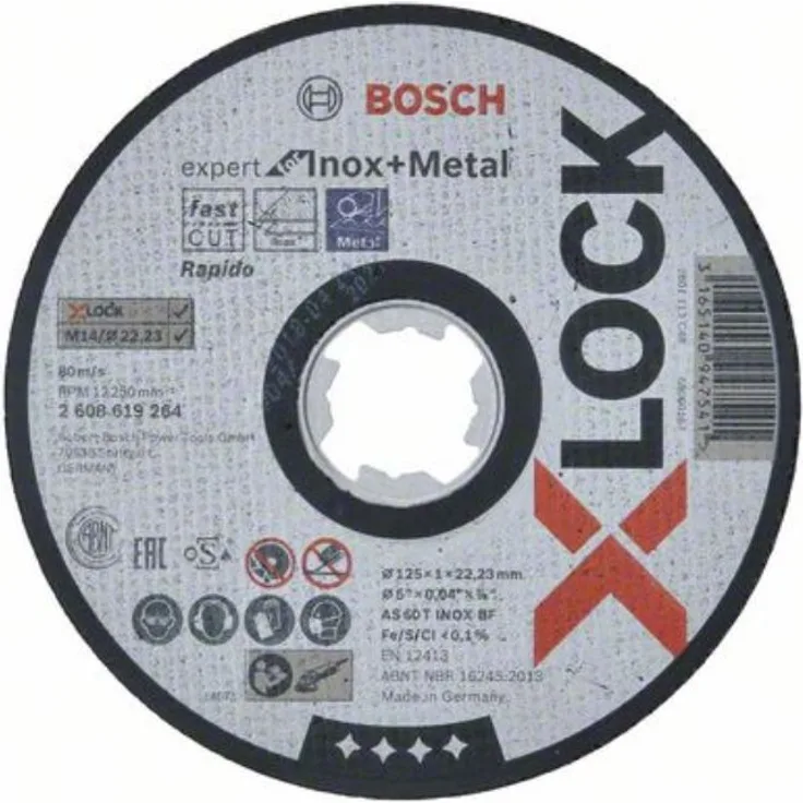 Bosch Professional gerade Trennscheibe Expert (für Inox und Metall, X-LOCK, Ø 125 mm, BohrungsØ: 22,23 mm, Dicke:1 mm)