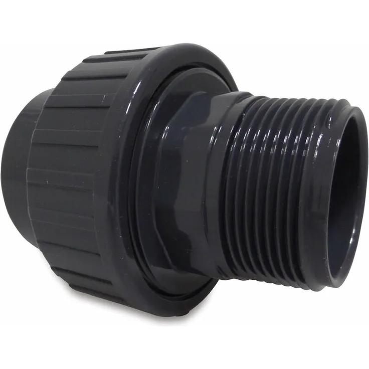 Mega Verschraubung PVC-U 50 mm x 2 Zoll Klebemuffe x Außengewinde 10 bar Grau