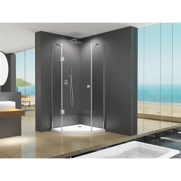 Fünfeck Duschkabine Molly 100x100x195cm - 8mm - ohne Duschtasse - Buylando.shop