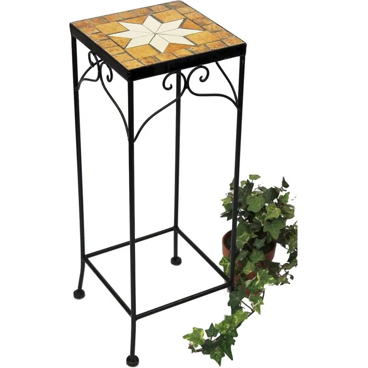 DanDiBo Blumenhocker Mosaik Eckig 54 cm Blumenständer 12012 Beistelltisch Pflanzenständer Mosaiktisch