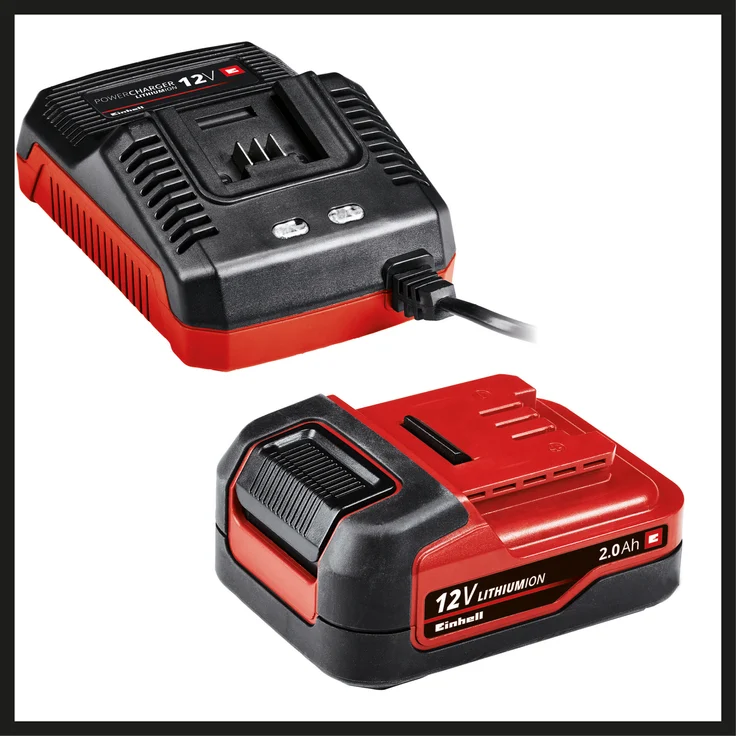 Einhell Akku-Bohrschrauber TE-CD 12-1 X-Li (1x2,0Ah) (Lithium-Ionen, 2-Gang-Getriebe, abnehmbares Bohrfutter, Drehzahl-Elektronik, LED-Beleuchtung, Softgrip, 2,0 Ah-Akku + 45-Min.-Ladegerät) – Bild 2