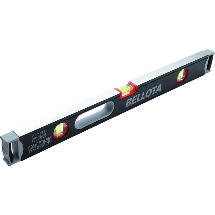 BELLOTA 50107?60 Extrastrong Wasserwaage 60 cm Stahlrohr mit Flakon Empfindlichkeit von 0,5 mm-m und benutzerfreundlicher verstärkte Griffe