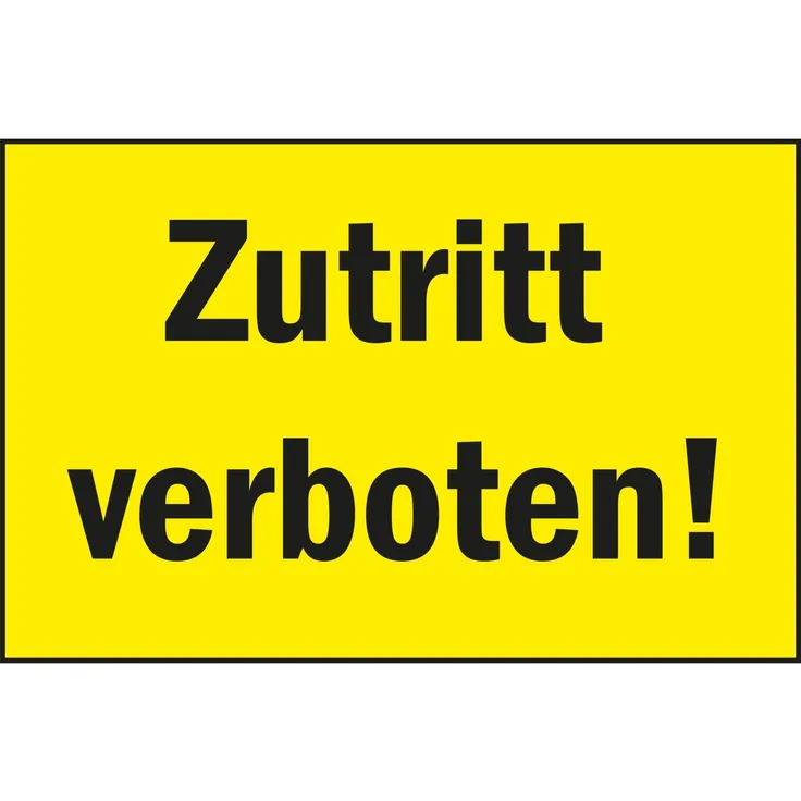 Verbotsschild ''Zutritt verboten!'' , 250x150 mm , gelb-schwarz , 1 Stück