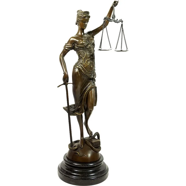 Bronze Skulptur Figur Justitia Göttin der Gerechtigkeit Marmorsockel 41cm