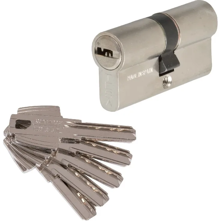 tesa 3012434 – Zylinder Sicherheit, kurze Nocke, vernickelt, 35 x 35 mm)