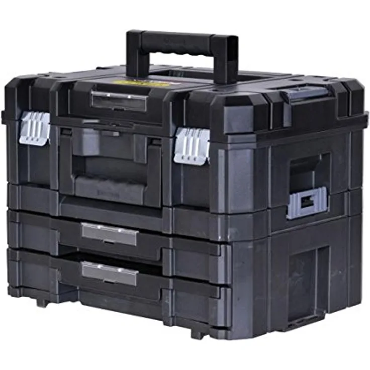 Stanley FatMax Pro-Stack Werkzeugkoffer Combo(21,5L Fassungsvermögen, mit 2 Schubladen und Organizern für Kleinteile, mit Metallschließen, mit herausnehmbaren Innenteilern) FMST1-71981