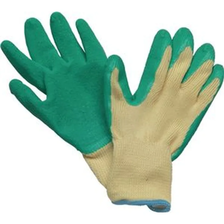 STRONGHAND Handschuhe Specialgrip Gr.9 Mittelstrick Naturlatexbeschichtung gelb/grün