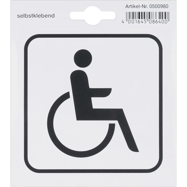 Metafranc Klebesymbol Rollstuhlfahrer - 110 x 110 mm - Beschilderung - Infoschild - Türschild - Gewerbekennzeichnung - Gr&stückskennzeichnung - Orientierung - 500980