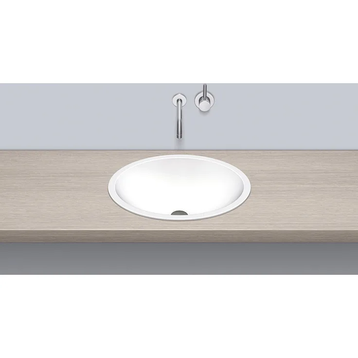 Alape EB.O525 Einbaubecken ohne Überlauf, oval, 525 x 425 mm, innen und außen glasiert, Weiß, ohne Hahnloch / Waschtisch / Waschbecken