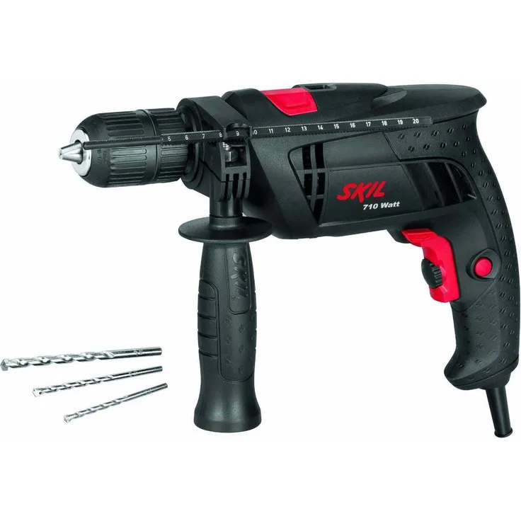 Skil Schlagbohrmaschine 6290 AA (710W, 13mm, Drehzahlvorwahl, +Tiefenanschlag, + 3 tlg. Bohrerset)