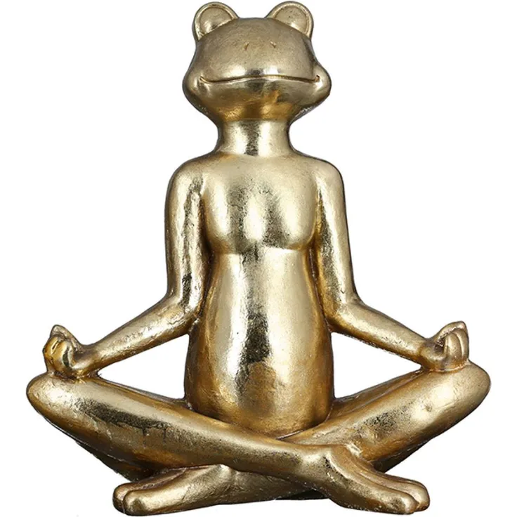 Casablanca Figur Yoga Frosch groß Dekoration goldfarben Outdoor-geeignet 50 cm