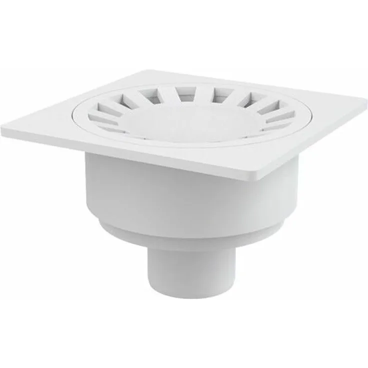 Bodenablauf Senkrecht 150X150 DN50 Weiss Duschablauf Badablauf Kunstoff Siphon Geruchsverschluss