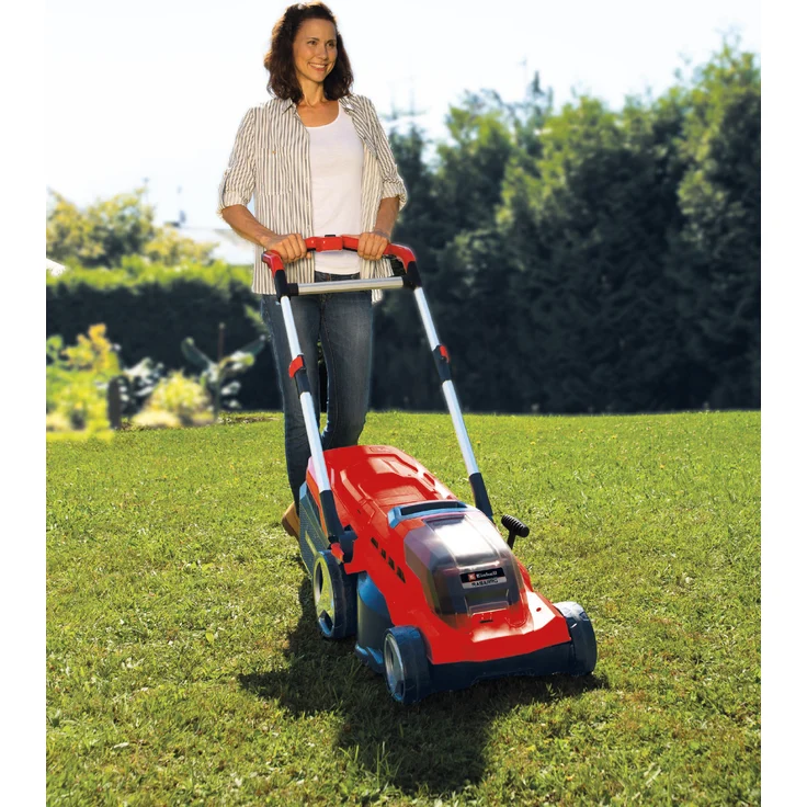 Einhell Akku-Rasenmäher RASARRO Power X-Change - Li-Ion, 36 V, 38 cm Schnittbreite, 6-stufige zentrale Schnitthöhenverstellung, inkl. 2 x 4,0 Ah Akkus + Twincharger, Mulchkeil – Bild 8