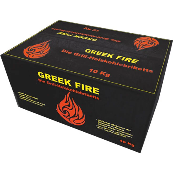Greek Fire Holzkohle Briketts 1x10kg – Bild 1