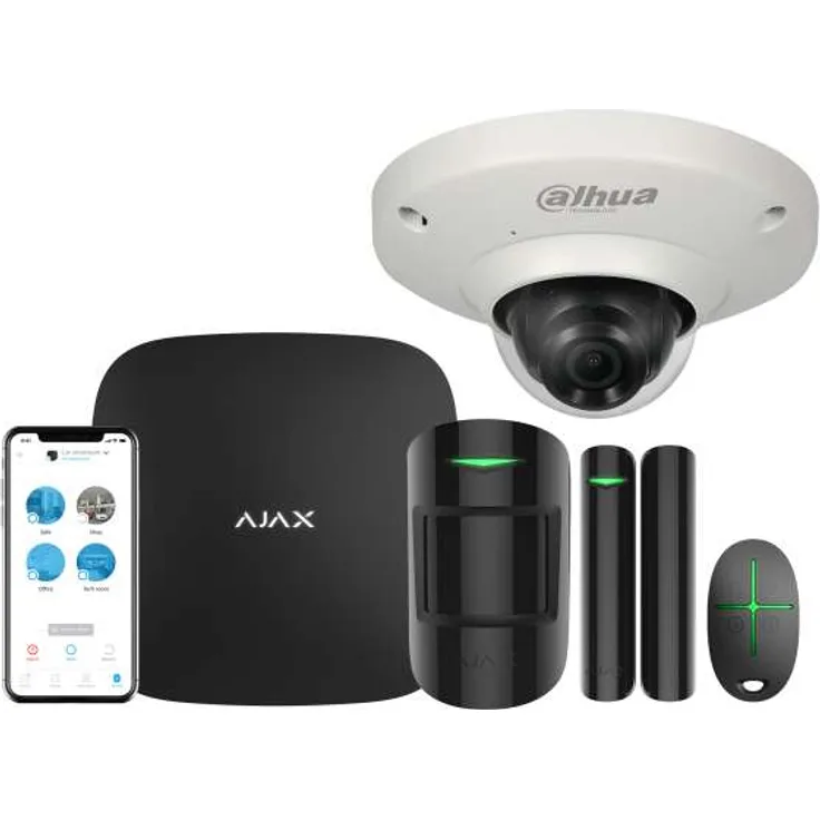 AJAX Alarmzentrale Hub Kit GSM LAN APP Steuerung Starter Paket Schwarz inklusive Dahua CAM