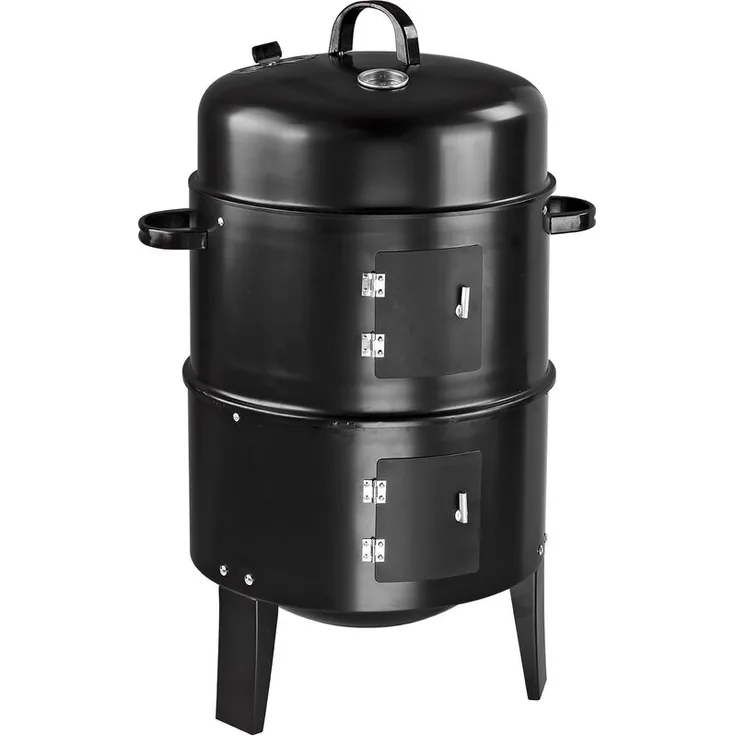 Holzkohlegrill Barbecue 3in1 BBQ Smoker Räuchertonne Räuchergrill Grilltonne
